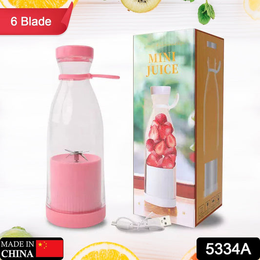 BLENDER PORTABLE JUICER FOR SMOOTHIE , JUICE , VEGETABLE SHAKES WITH 6 BLADES WIRELESS CHARGING MINI PERSONAL SIZE MIXER BOTTLE GRINDER, 420 ML MULTICOLOR