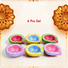 Decorative Hand Painted Clay Puja Diya for Diwali Home Indoor Outdoor Handmade Diya (6 Pcs Set/ Mix Design)