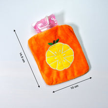 Hot water bag in orange with cover for pain relief