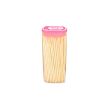 Reusable dispenser box with bamboo toothpicks.