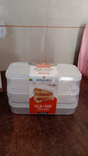 Plastic Square Lunch Box, Kitchen Containers Set (3 Pcs Set)