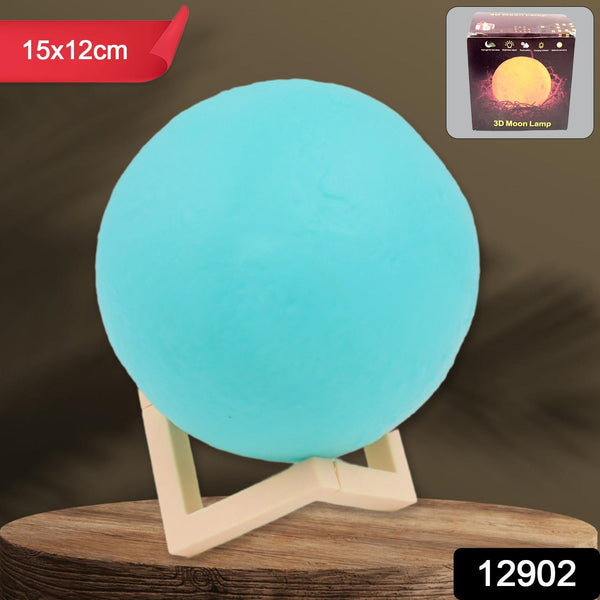 Blue Color Moon Night Lamp with Plastic Stand