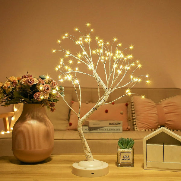 108 LED birch tree lamp with fairy lights