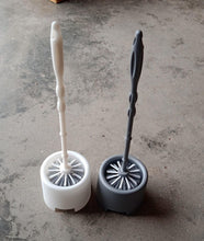 Potted holder with toilet brush, side view