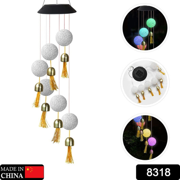 Color changing solar wind chime for outdoor